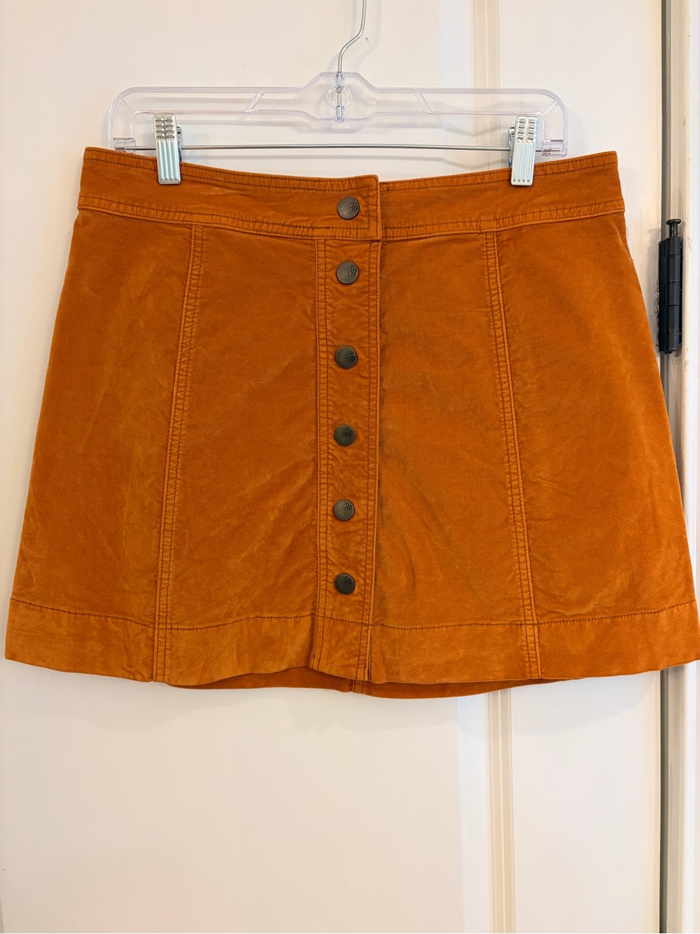 Madewell Rust Crushed Velvet Velour A-Line Mini Skirt Size 8